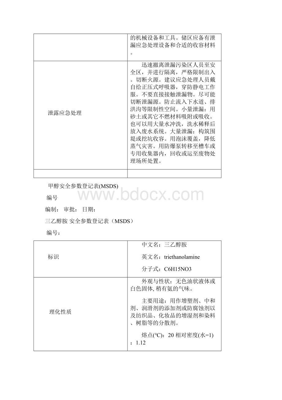 安全管理套表化学危险物品安全参数登记表Word文档格式.docx_第3页