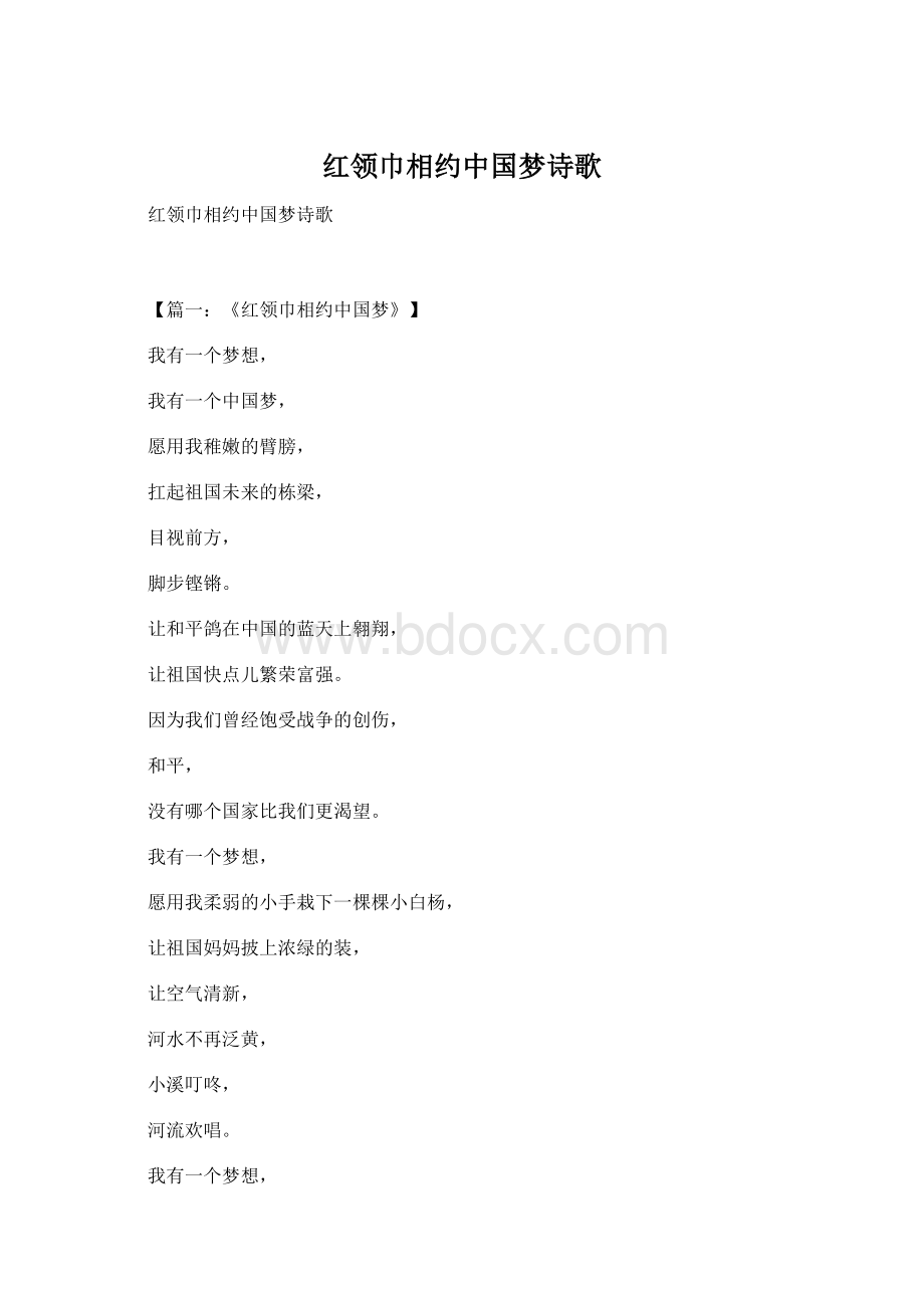 红领巾相约中国梦诗歌Word格式文档下载.docx