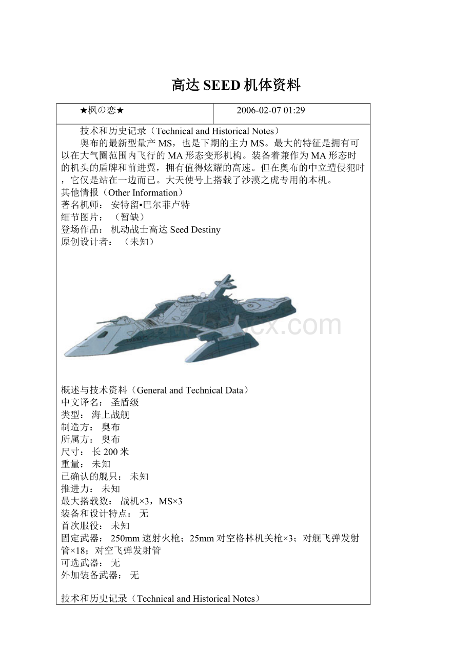 高达SEED机体资料文档格式.docx_第1页