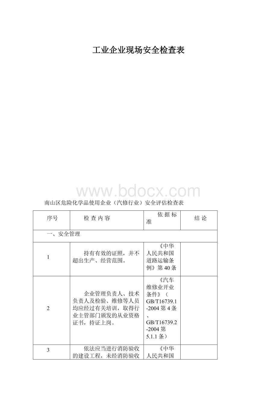 工业企业现场安全检查表文档格式.docx