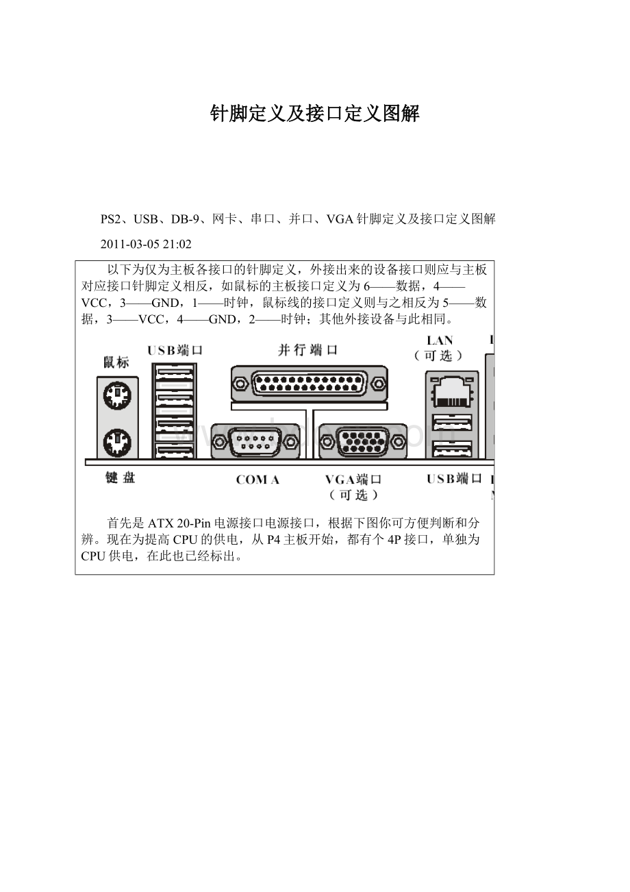 针脚定义及接口定义图解文档格式.docx_第1页