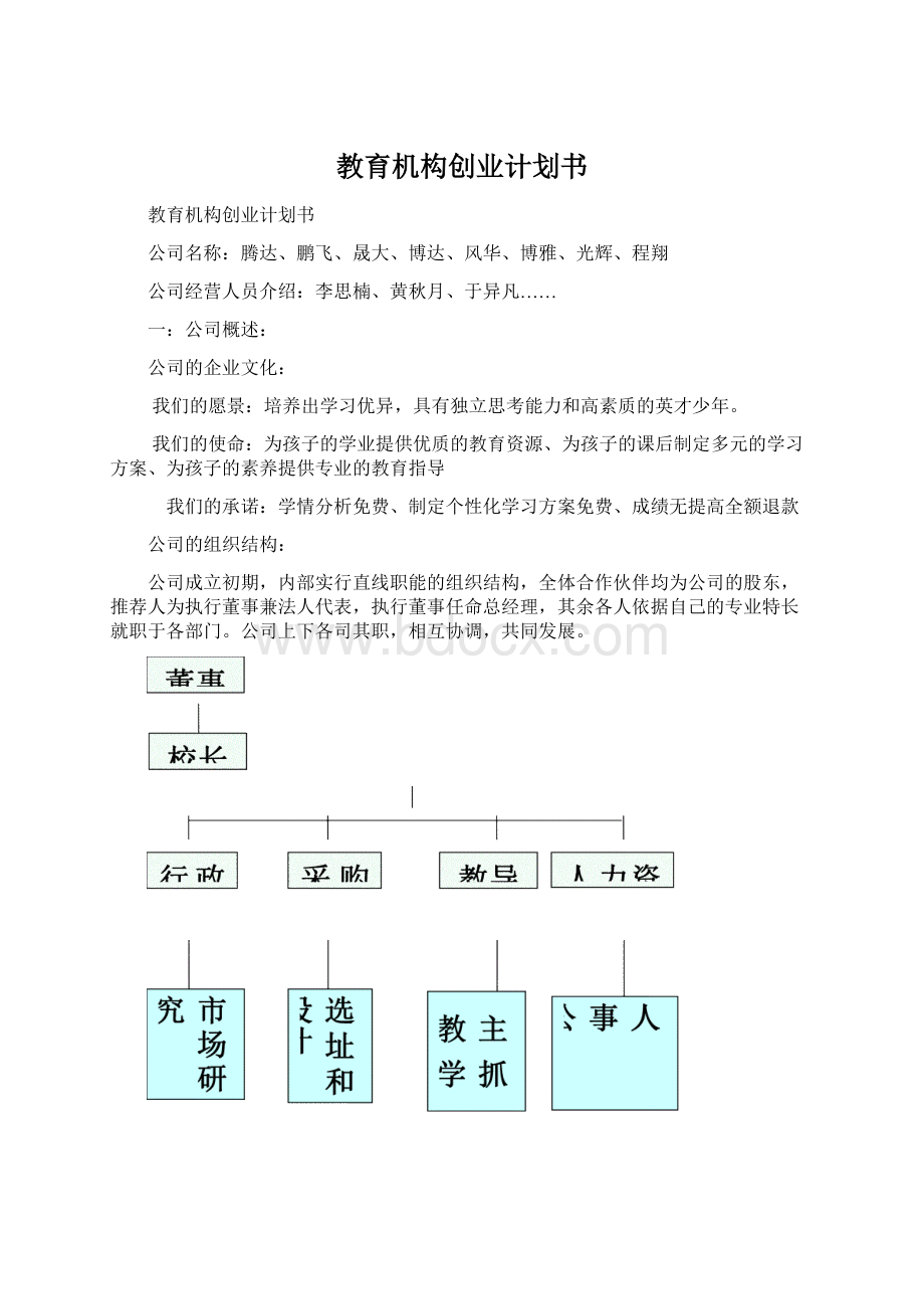 教育机构创业计划书.docx