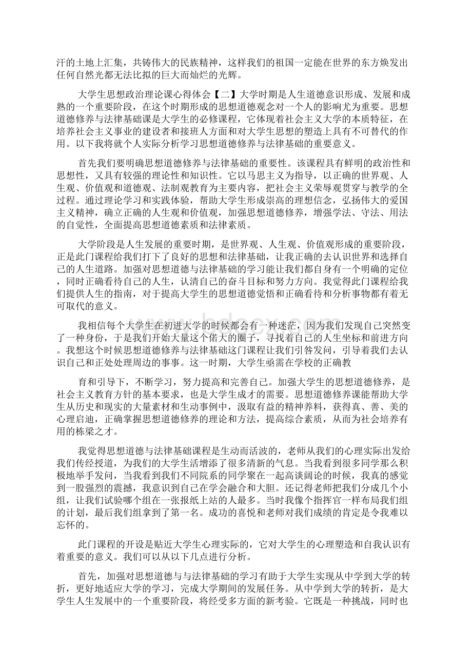 大学生思想政治理论课心得体会模板范文3篇.docx_第2页