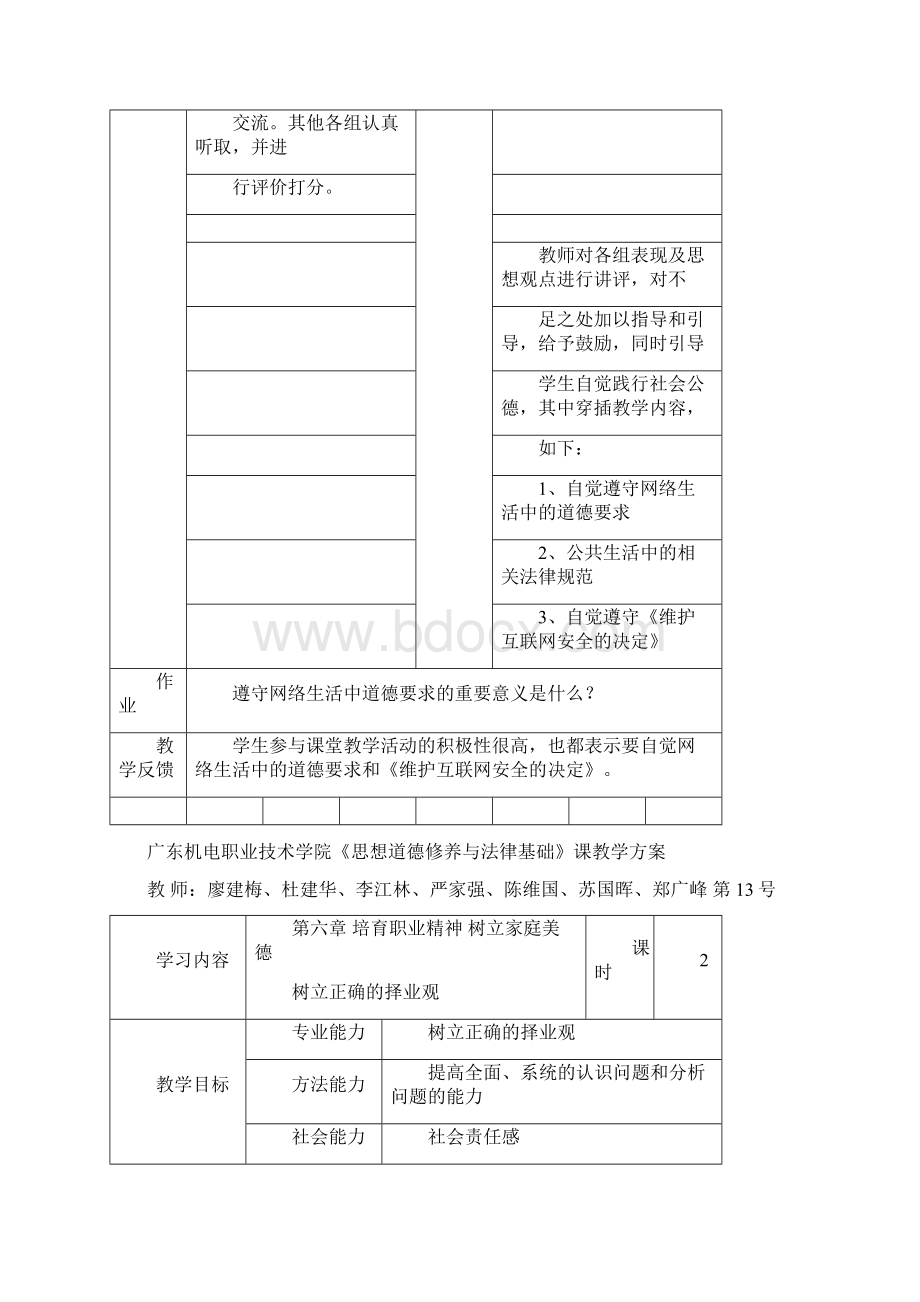 广东机电职业技术学院《思想道德修养与法律基础》课教学方案Word下载.docx_第3页