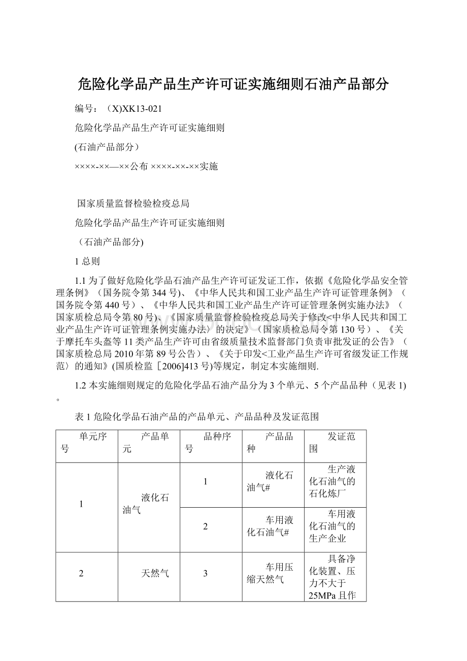 危险化学品产品生产许可证实施细则石油产品部分.docx