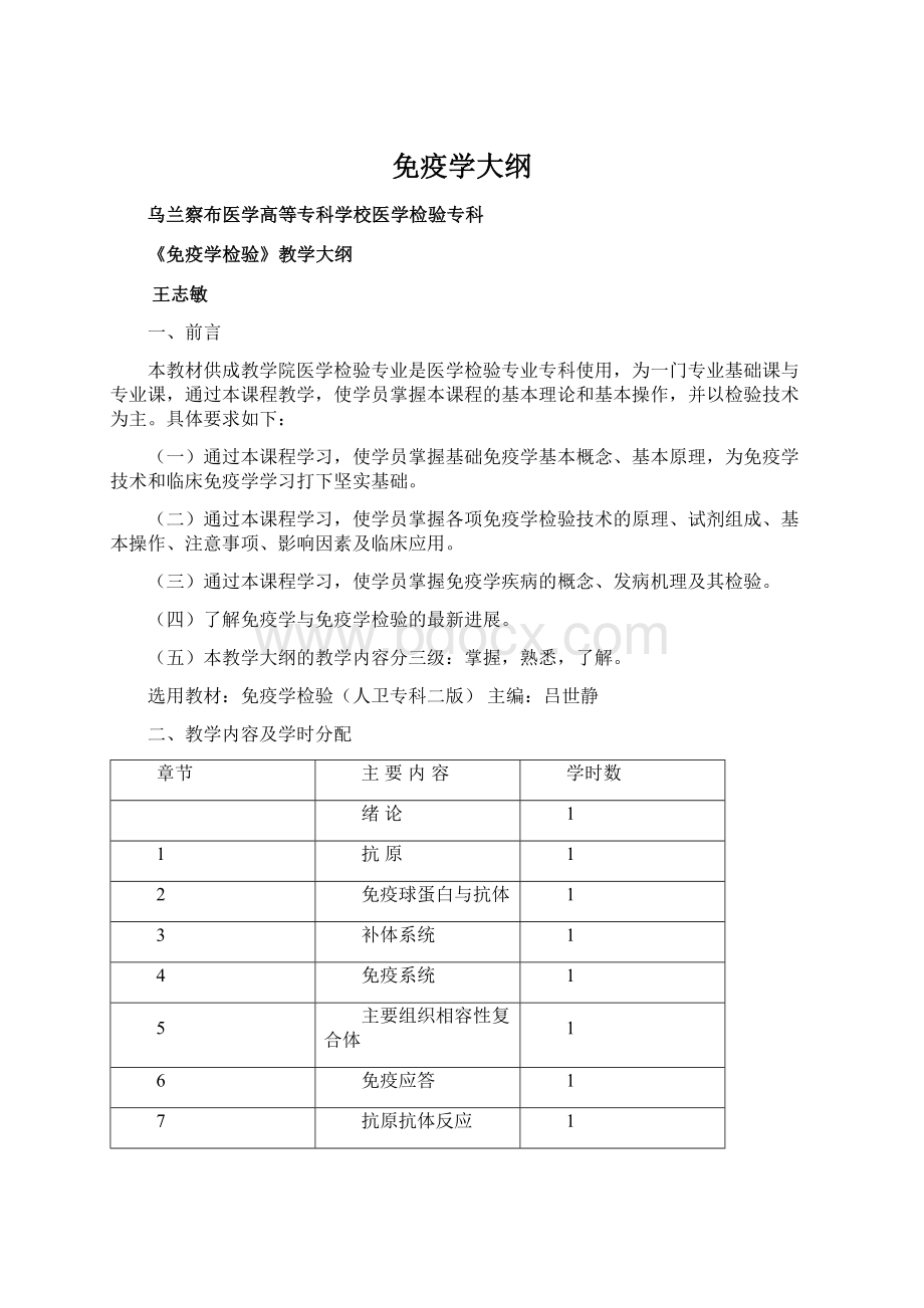 免疫学大纲Word文件下载.docx