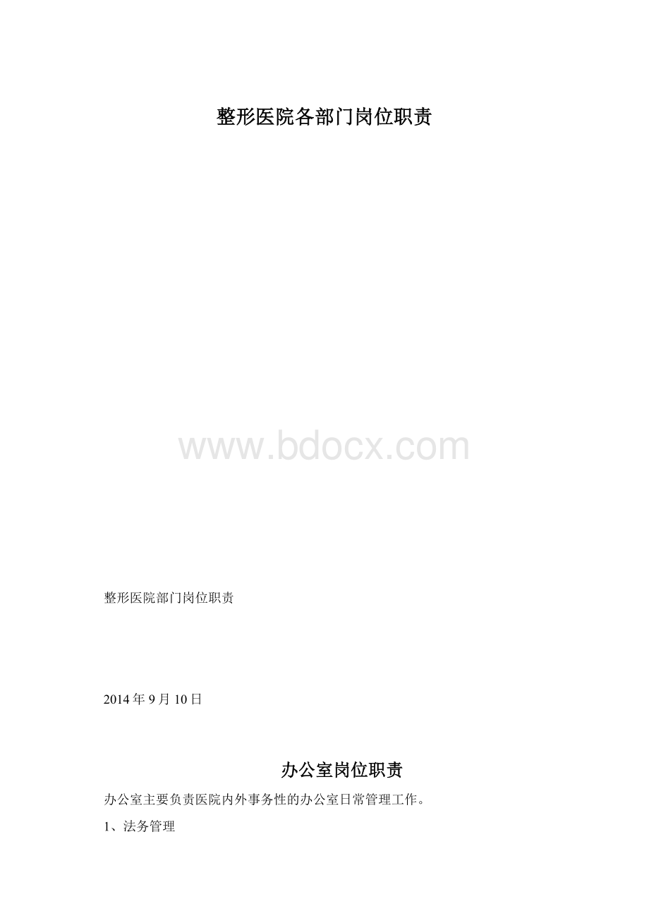 整形医院各部门岗位职责Word下载.docx