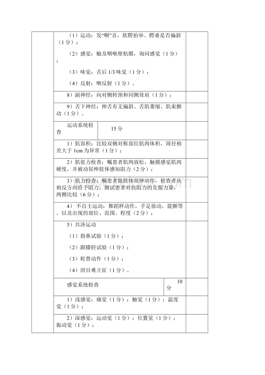 神经系统查体考核评分标准修订稿Word格式文档下载.docx_第3页