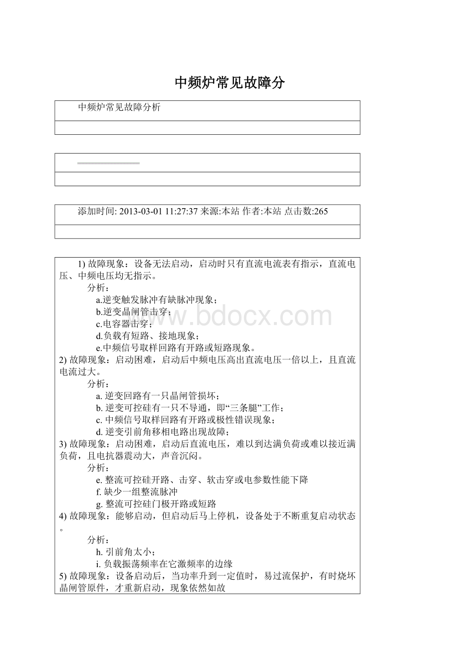 中频炉常见故障分.docx