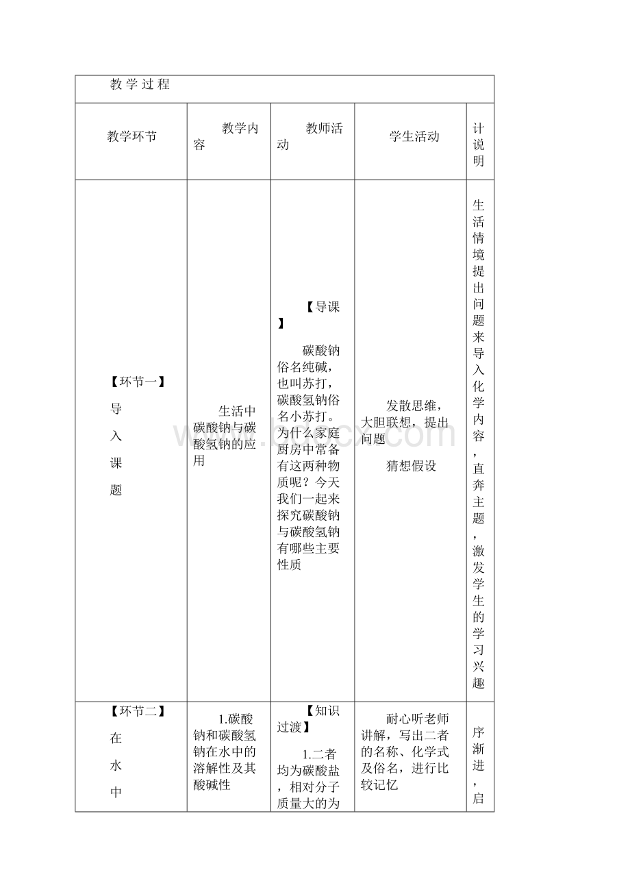 碳酸钠与碳酸氢钠的性质Word文档下载推荐.docx_第3页