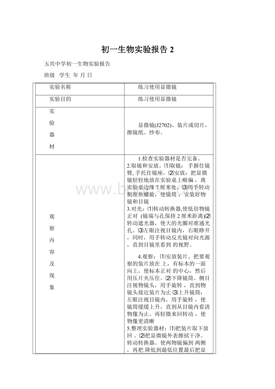 初一生物实验报告2.docx_第1页