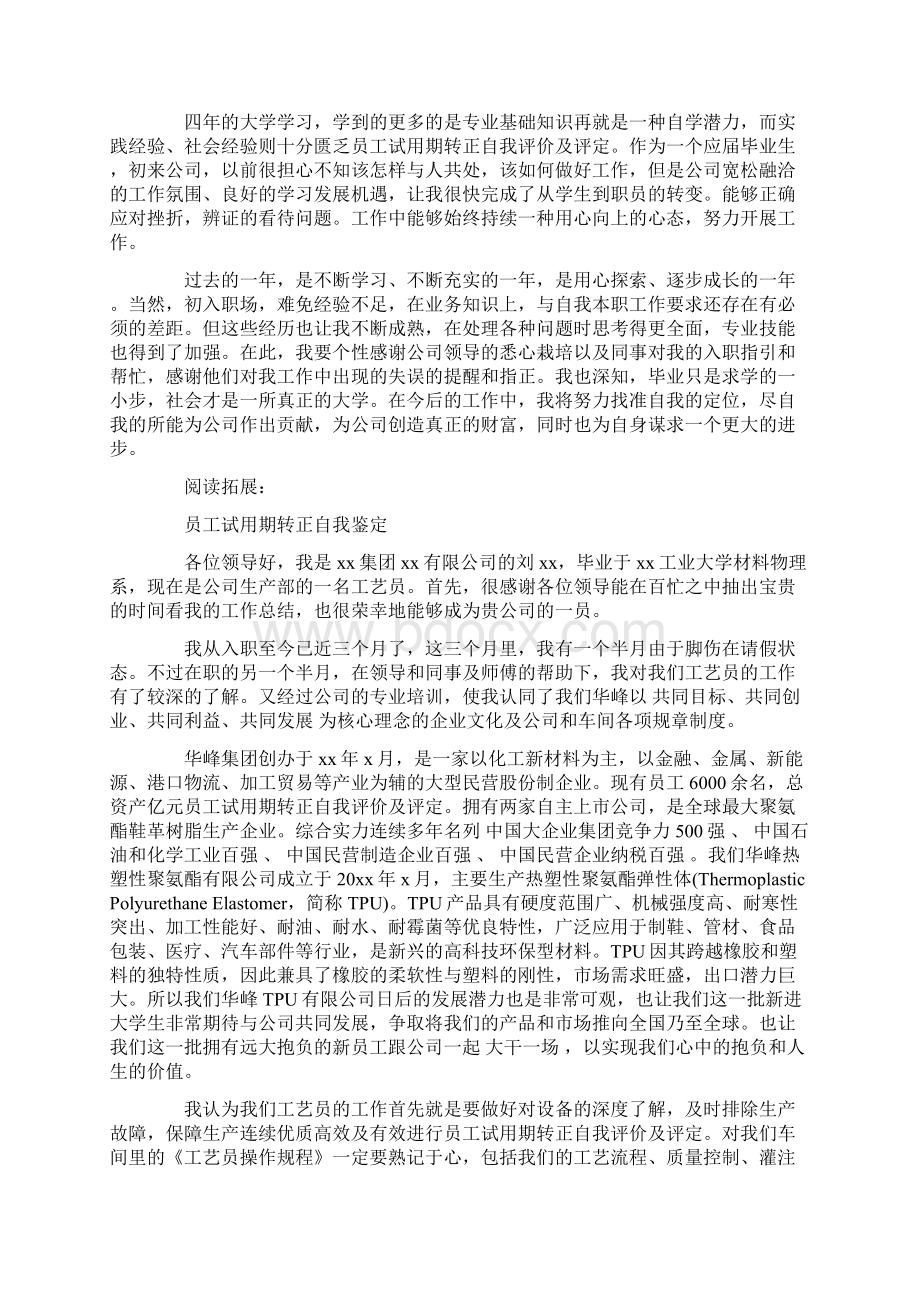 员工试用期转正自我评价及评定.docx_第3页