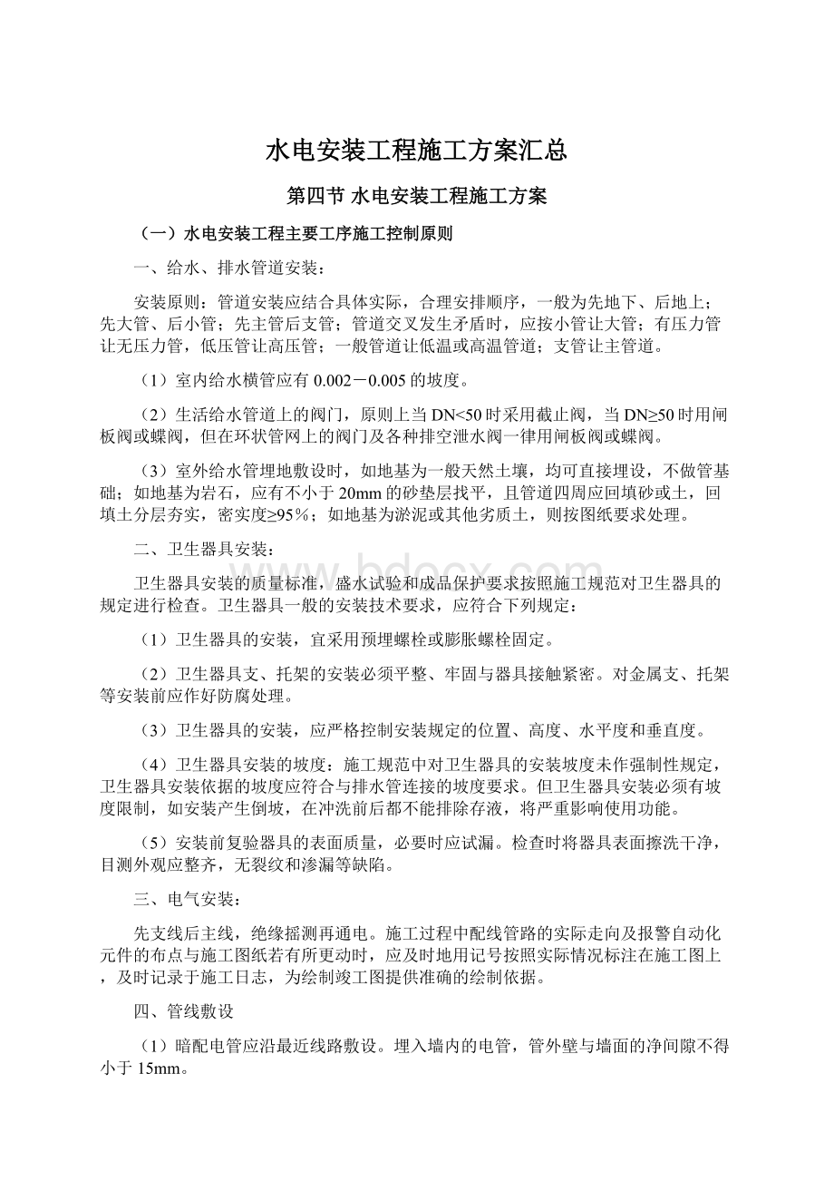 水电安装工程施工方案汇总.docx