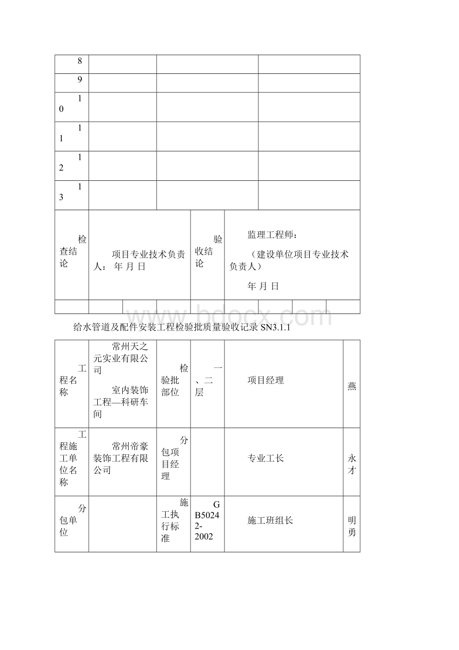 给水管道及配件安装分项工程质量验收记录tt统表2.docx_第2页