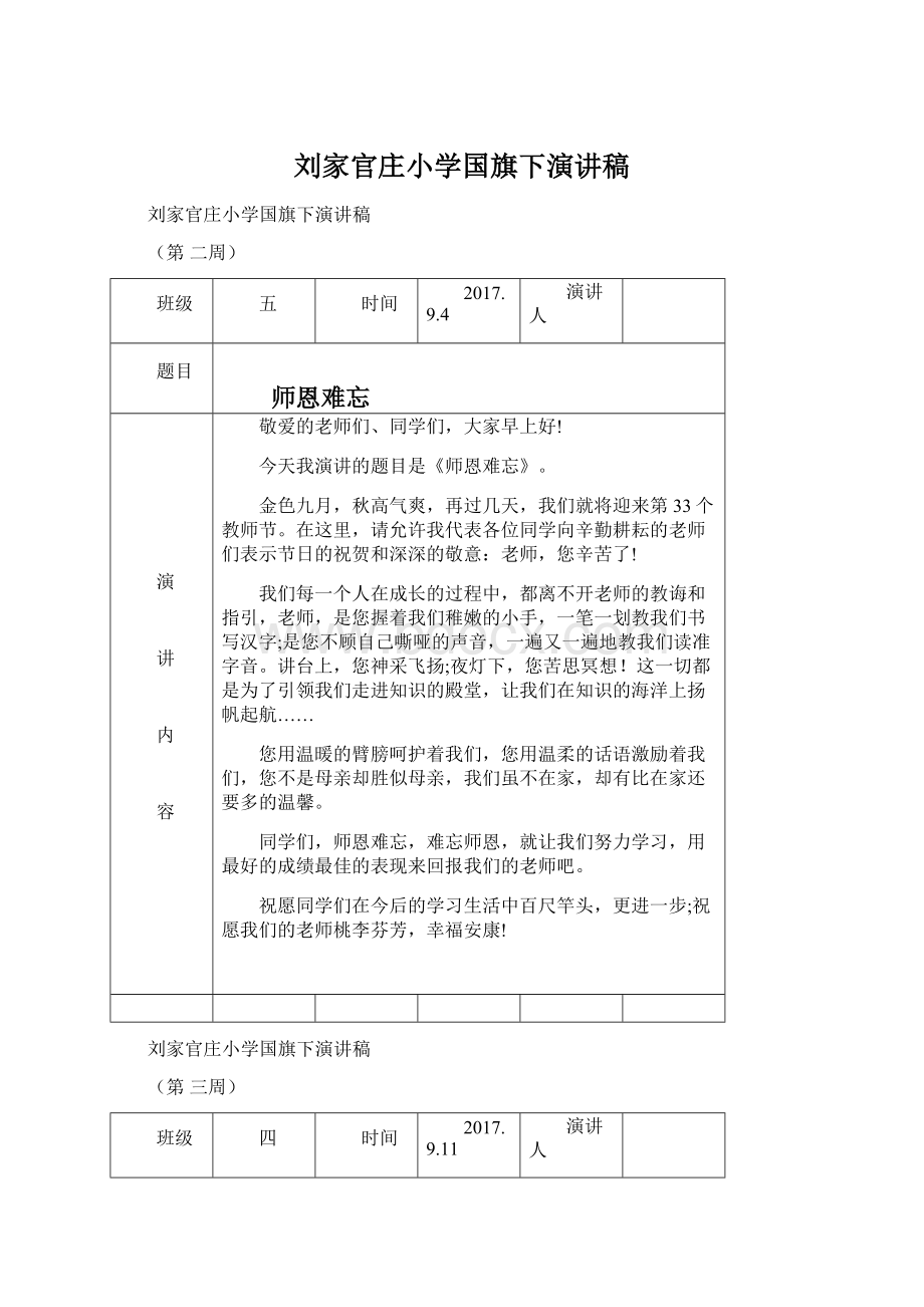 刘家官庄小学国旗下演讲稿.docx