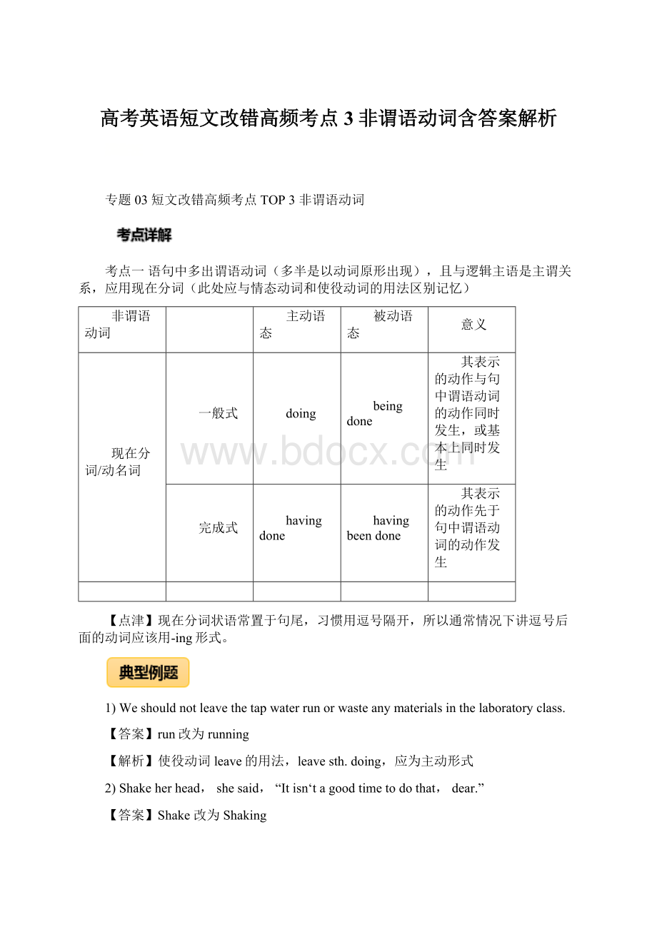 高考英语短文改错高频考点3非谓语动词含答案解析.docx_第1页