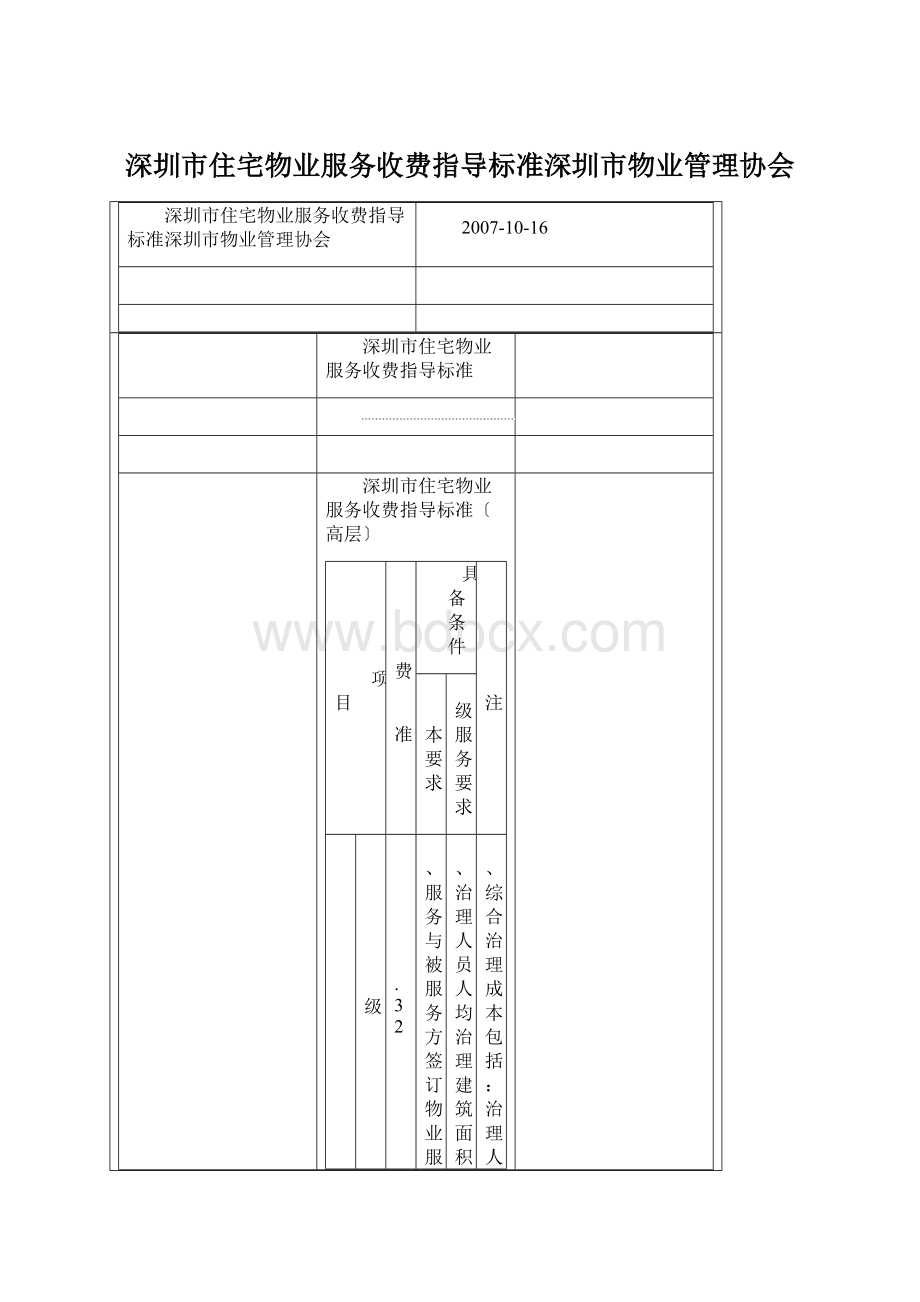 深圳市住宅物业服务收费指导标准深圳市物业管理协会文档格式.docx