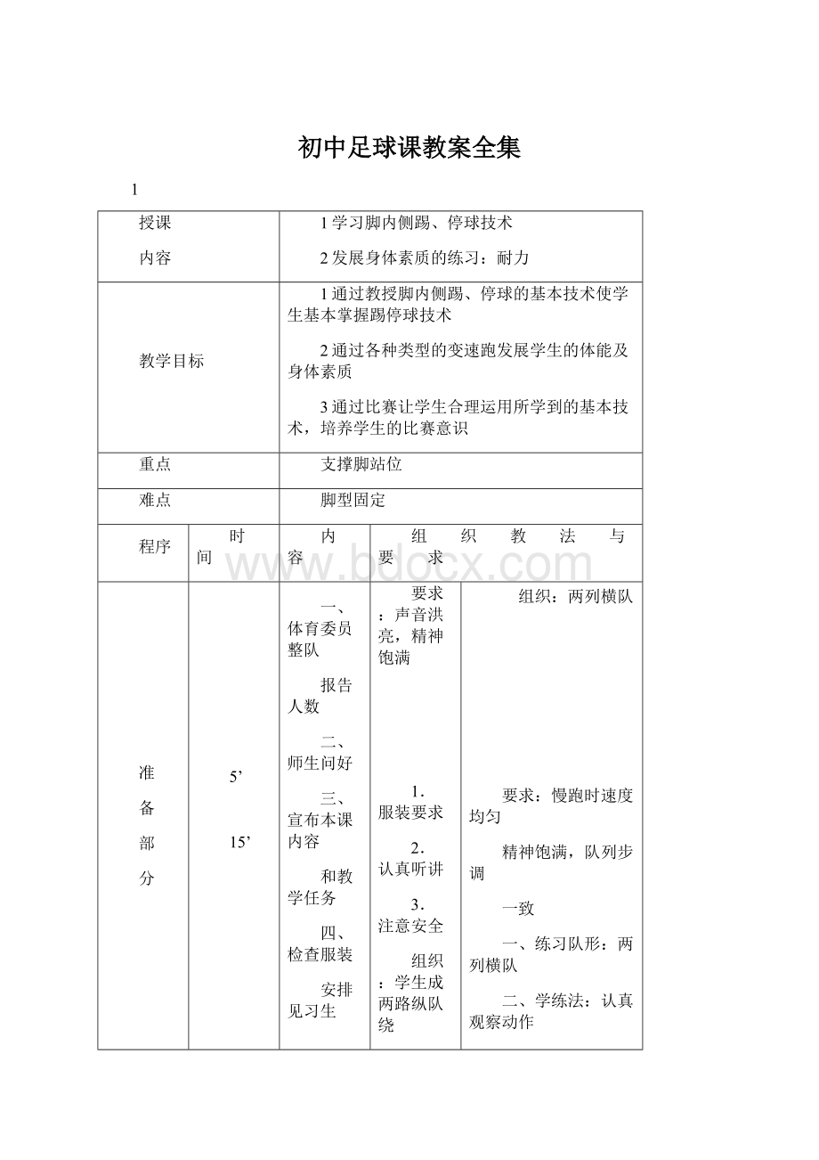 初中足球课教案全集.docx