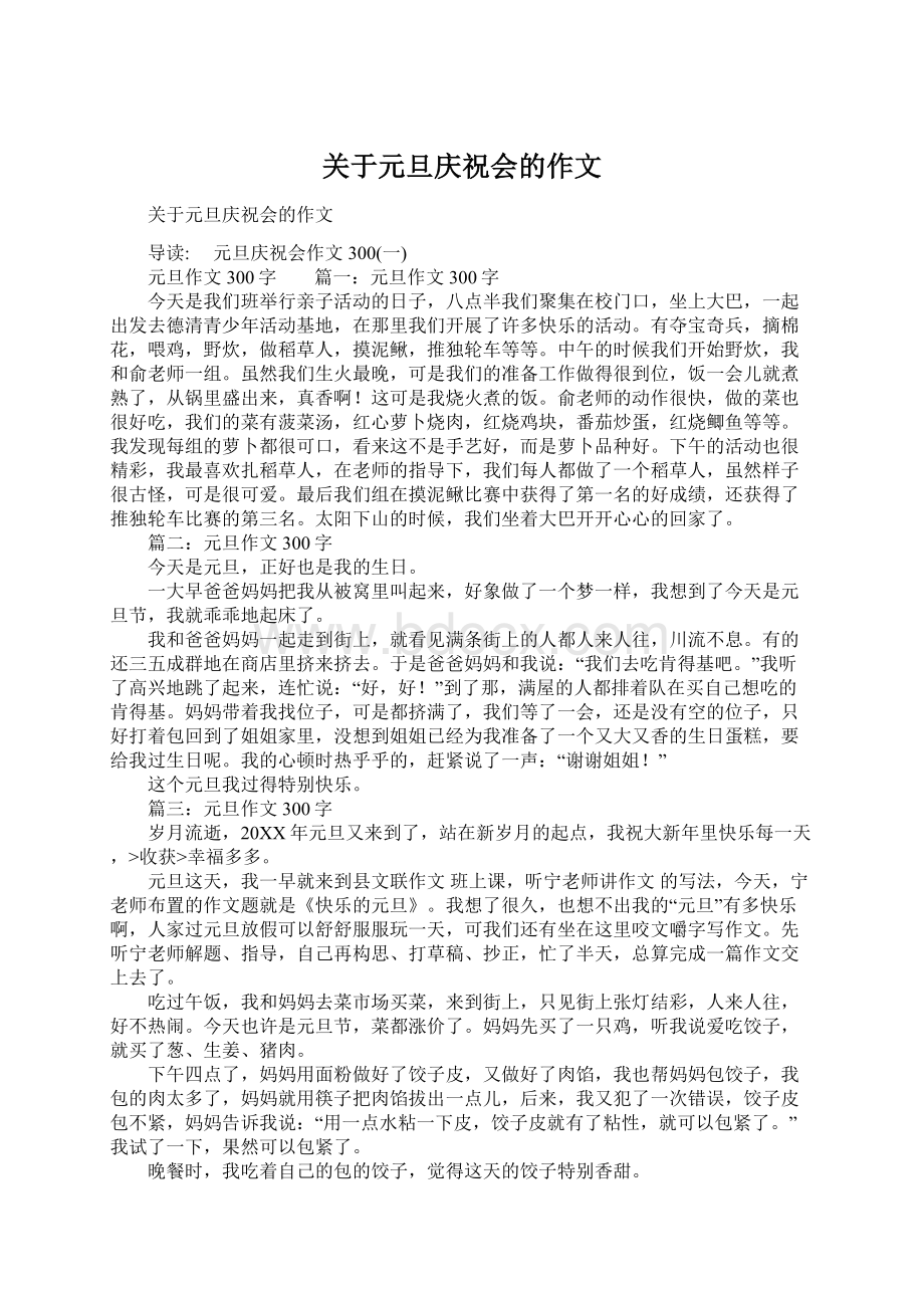 关于元旦庆祝会的作文Word格式文档下载.docx