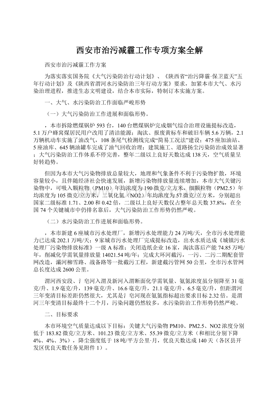 西安市治污减霾工作专项方案全解.docx