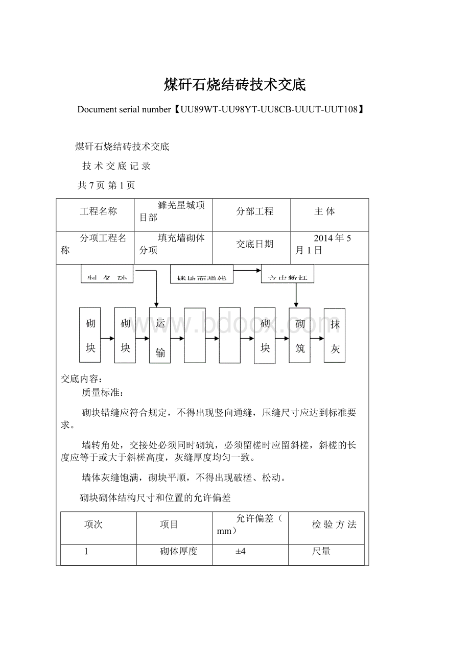 煤矸石烧结砖技术交底Word格式文档下载.docx