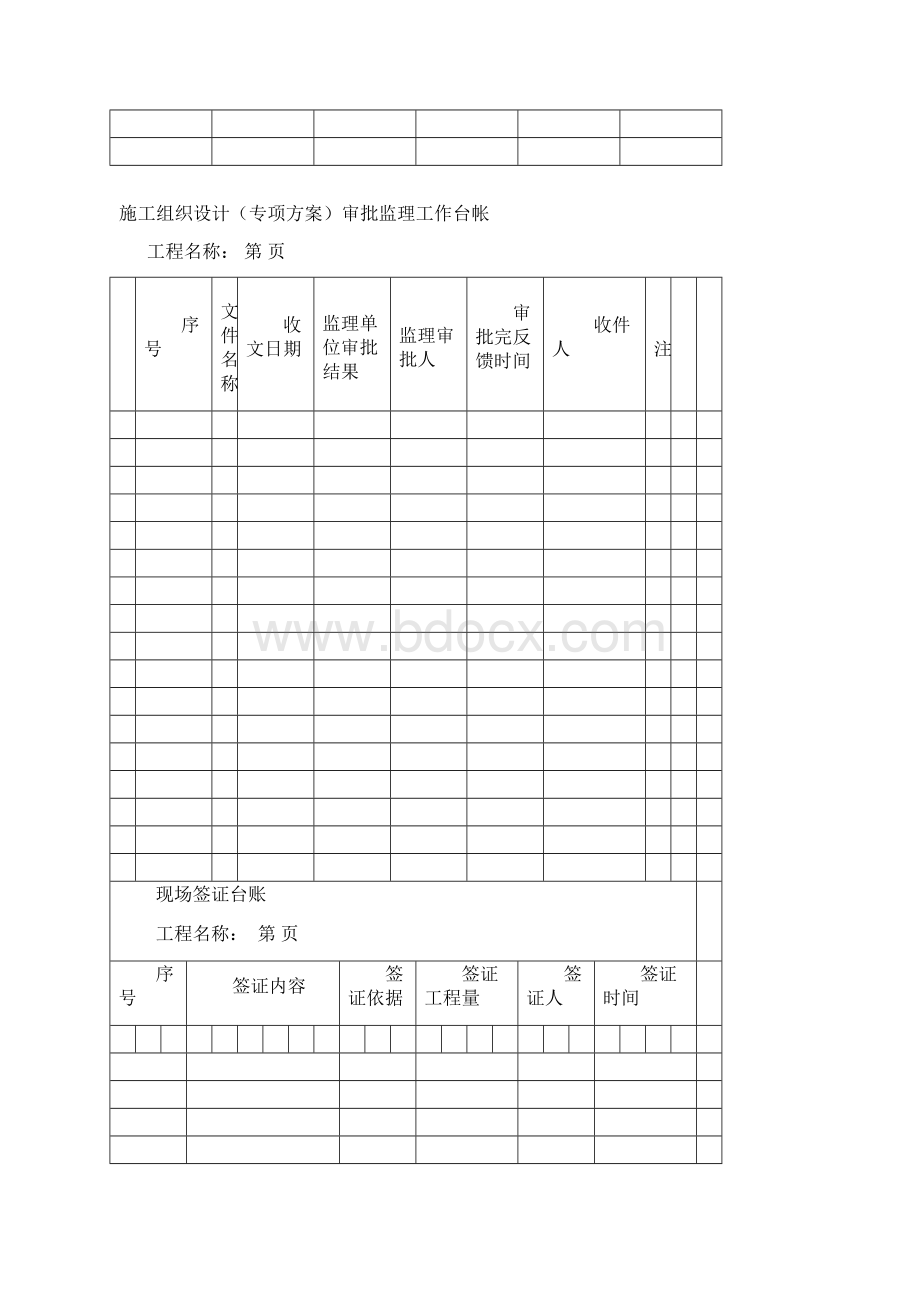 监理工作台账统一用表Word文件下载.docx_第2页