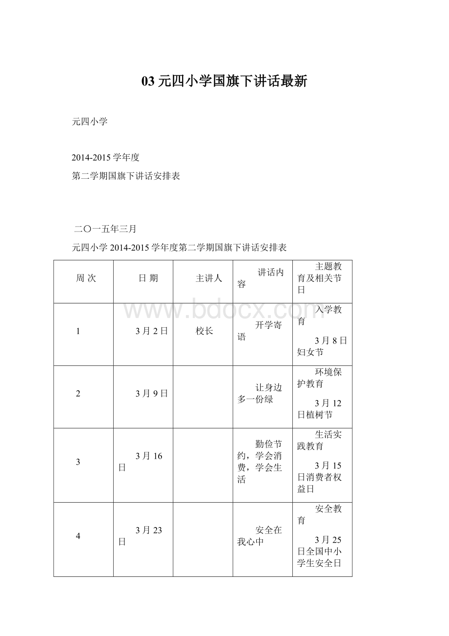 03元四小学国旗下讲话最新.docx