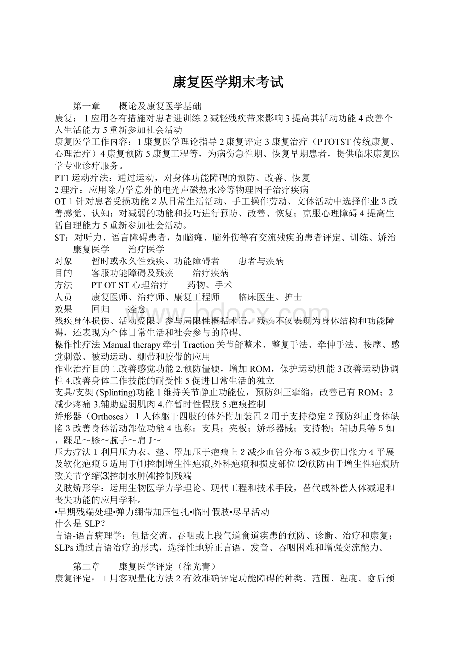 康复医学期末考试Word文档格式.docx