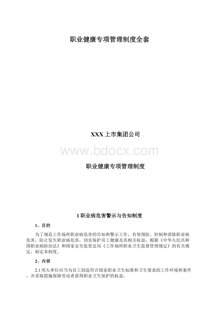 职业健康专项管理制度全套Word文件下载.docx