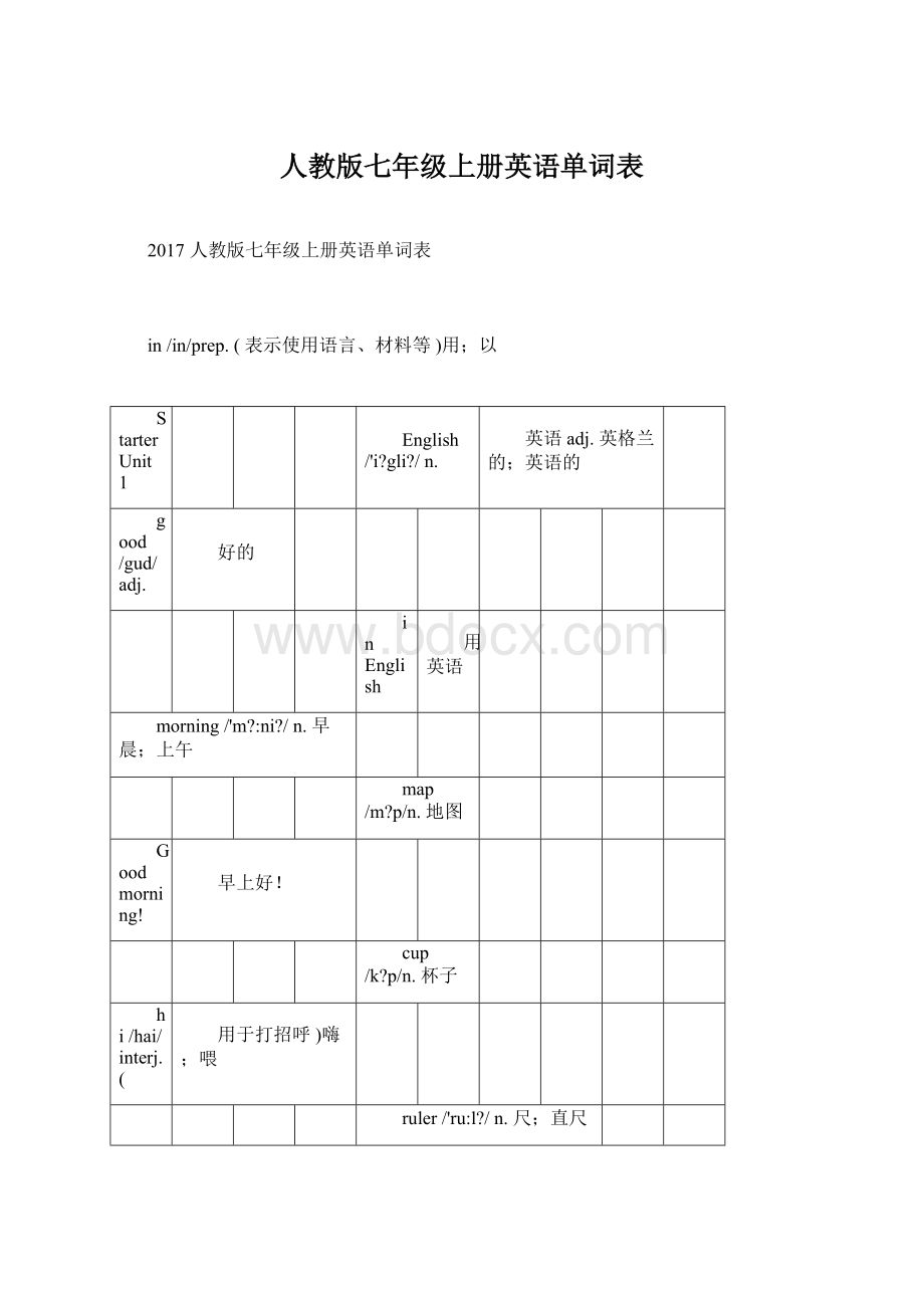 人教版七年级上册英语单词表.docx_第1页