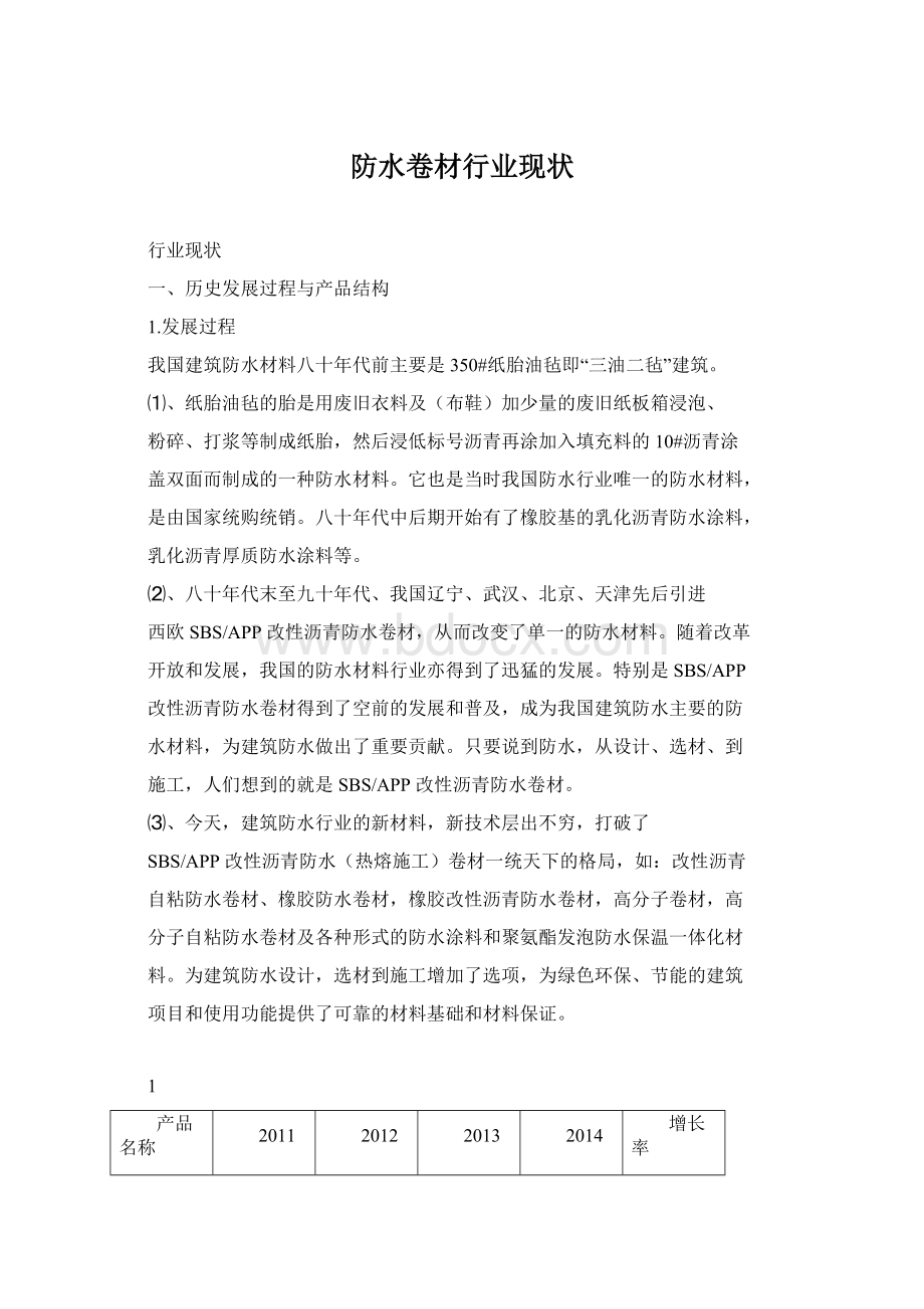 防水卷材行业现状Word格式文档下载.docx_第1页