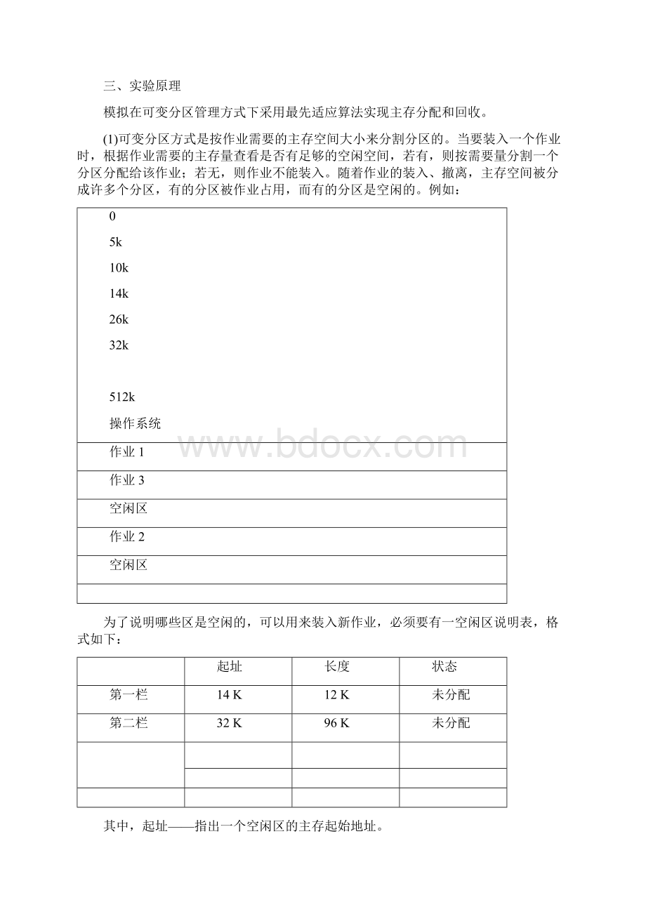 动态分区分配算法实验报告文档格式.docx_第2页