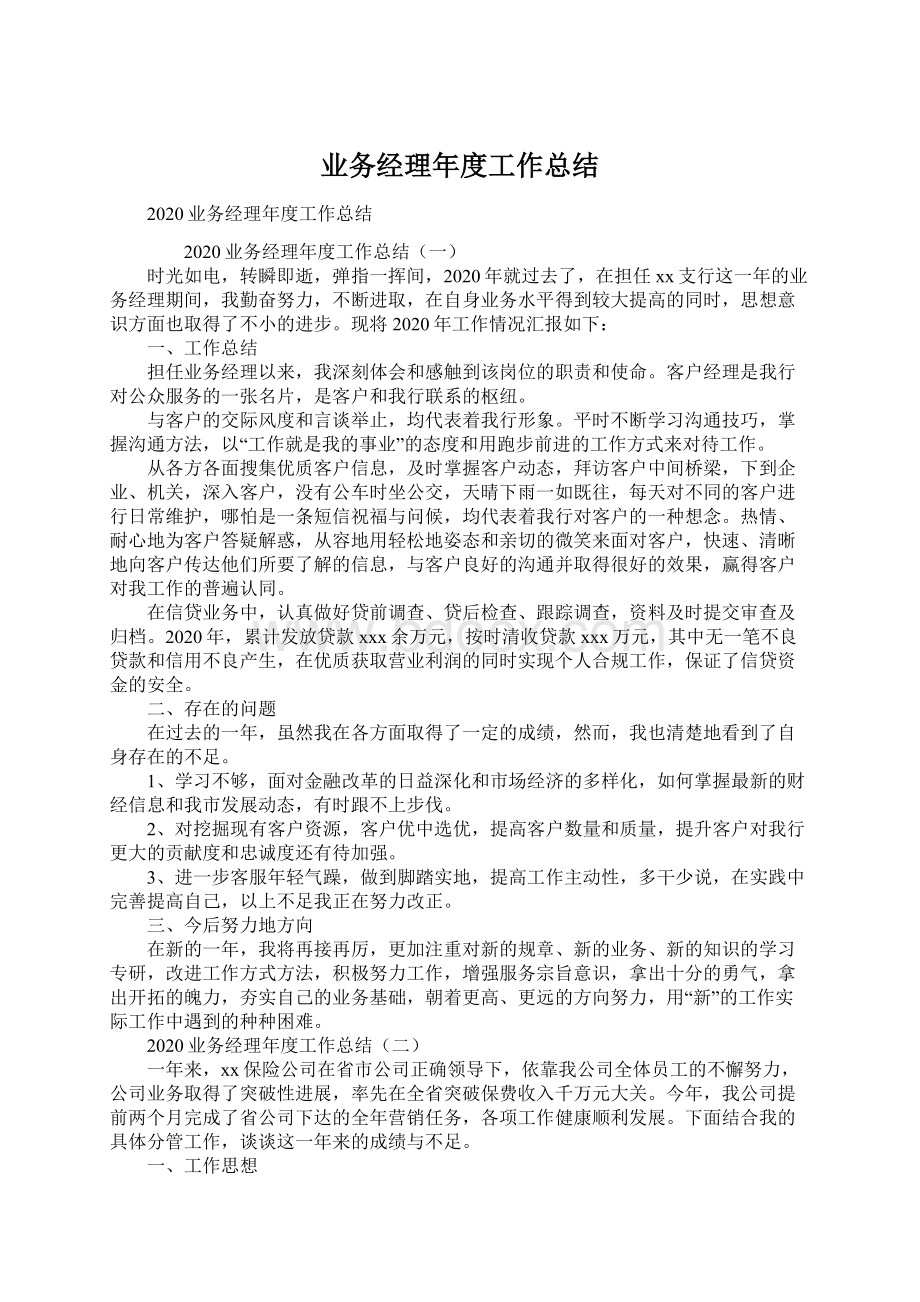 业务经理年度工作总结.docx_第1页