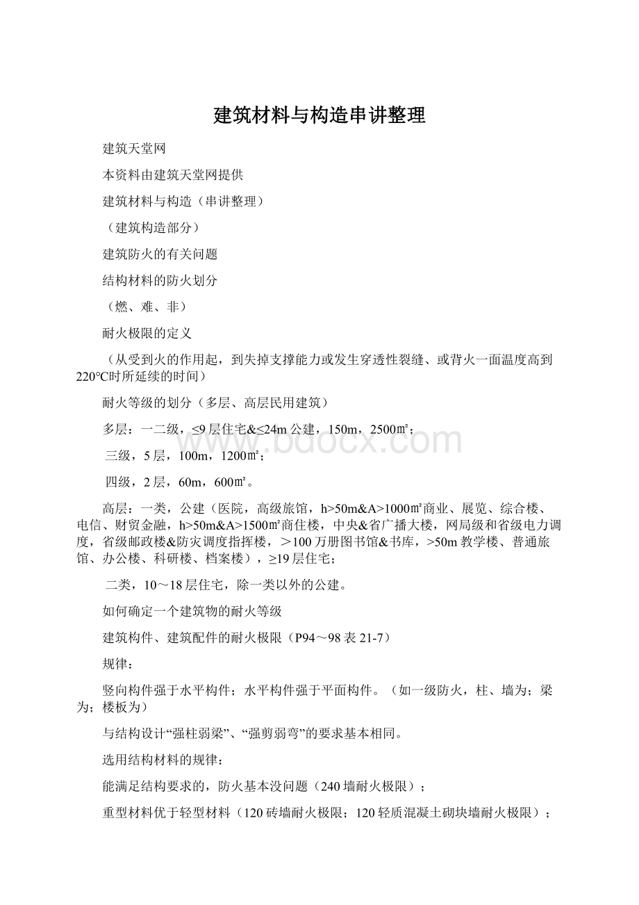 建筑材料与构造串讲整理Word格式.docx