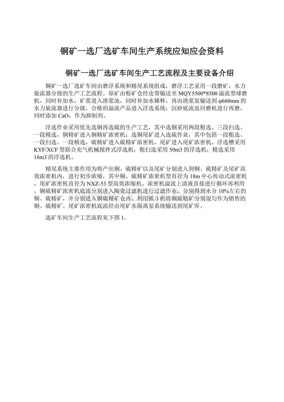 铜矿一选厂选矿车间生产系统应知应会资料.docx_第1页