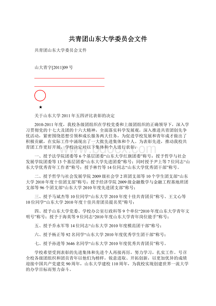 共青团山东大学委员会文件Word格式.docx_第1页