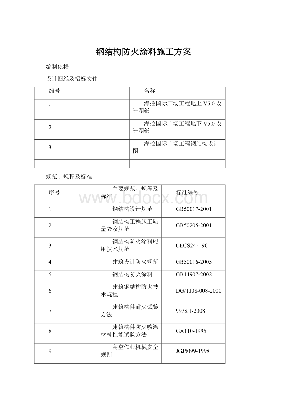 钢结构防火涂料施工方案.docx_第1页