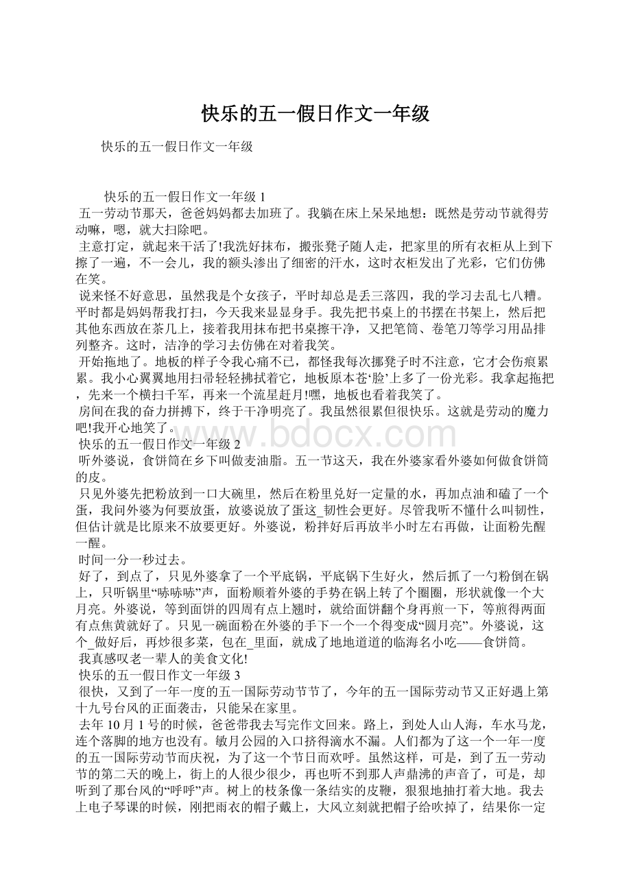 快乐的五一假日作文一年级.docx_第1页