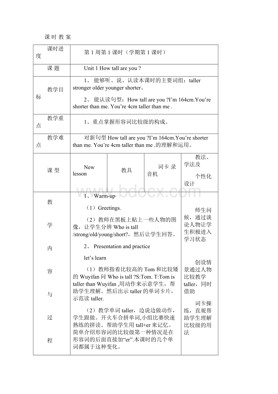 PEP小学英语6年级下册表格教案1.docx_第2页