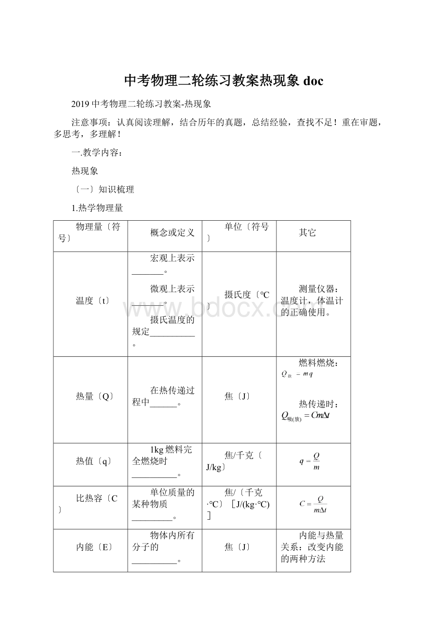 中考物理二轮练习教案热现象doc.docx_第1页