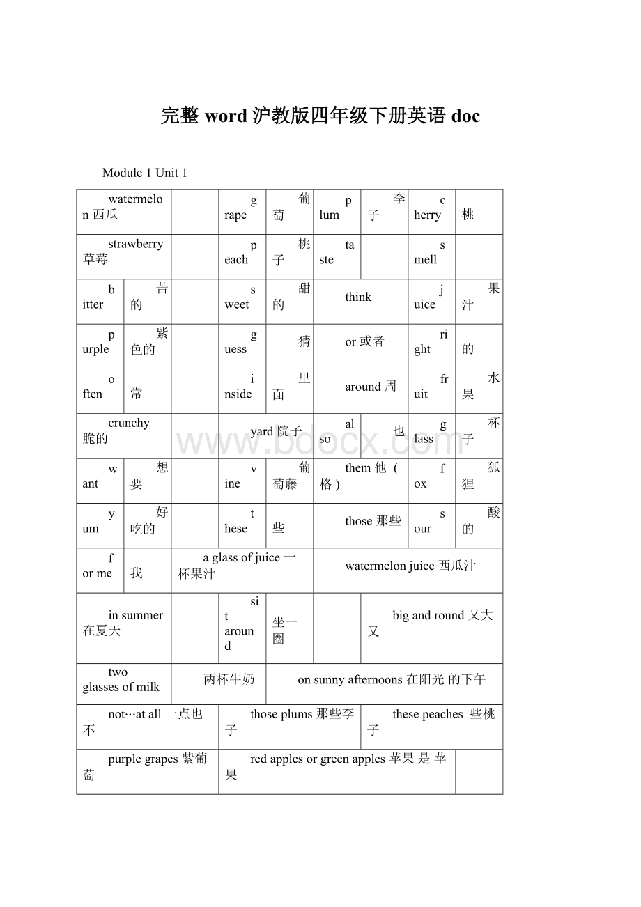 完整word沪教版四年级下册英语doc.docx_第1页