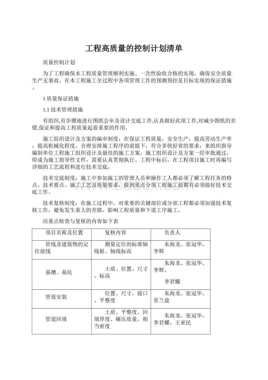 工程高质量的控制计划清单.docx_第1页