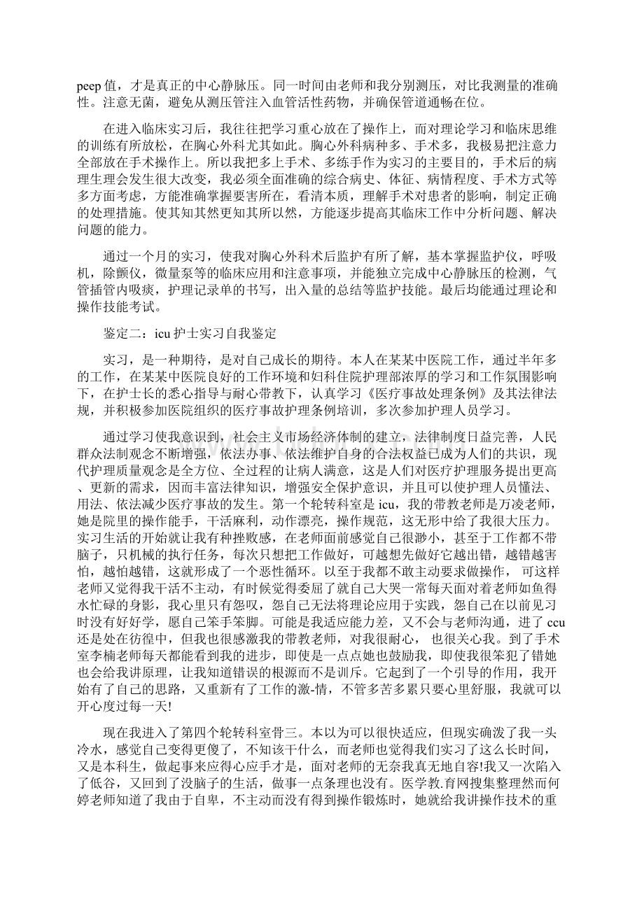 护士实习自我鉴定3篇.docx_第3页