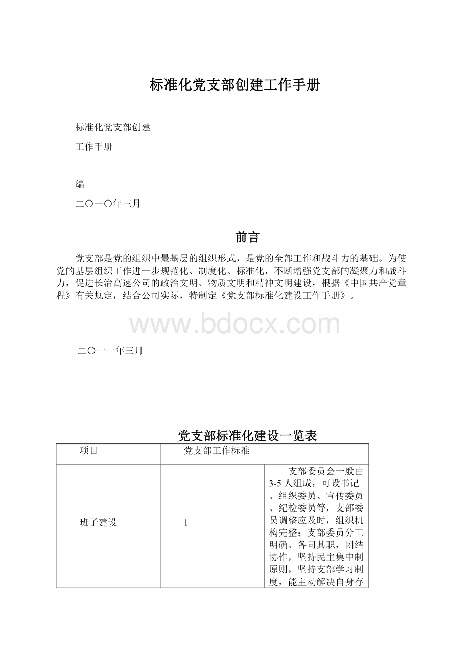 标准化党支部创建工作手册文档格式.docx
