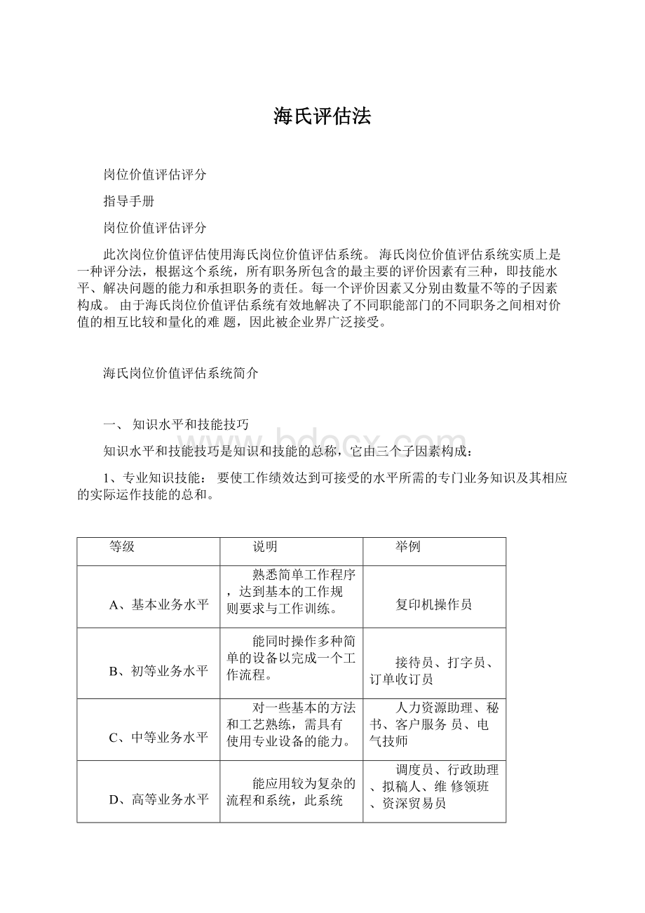 海氏评估法Word格式文档下载.docx