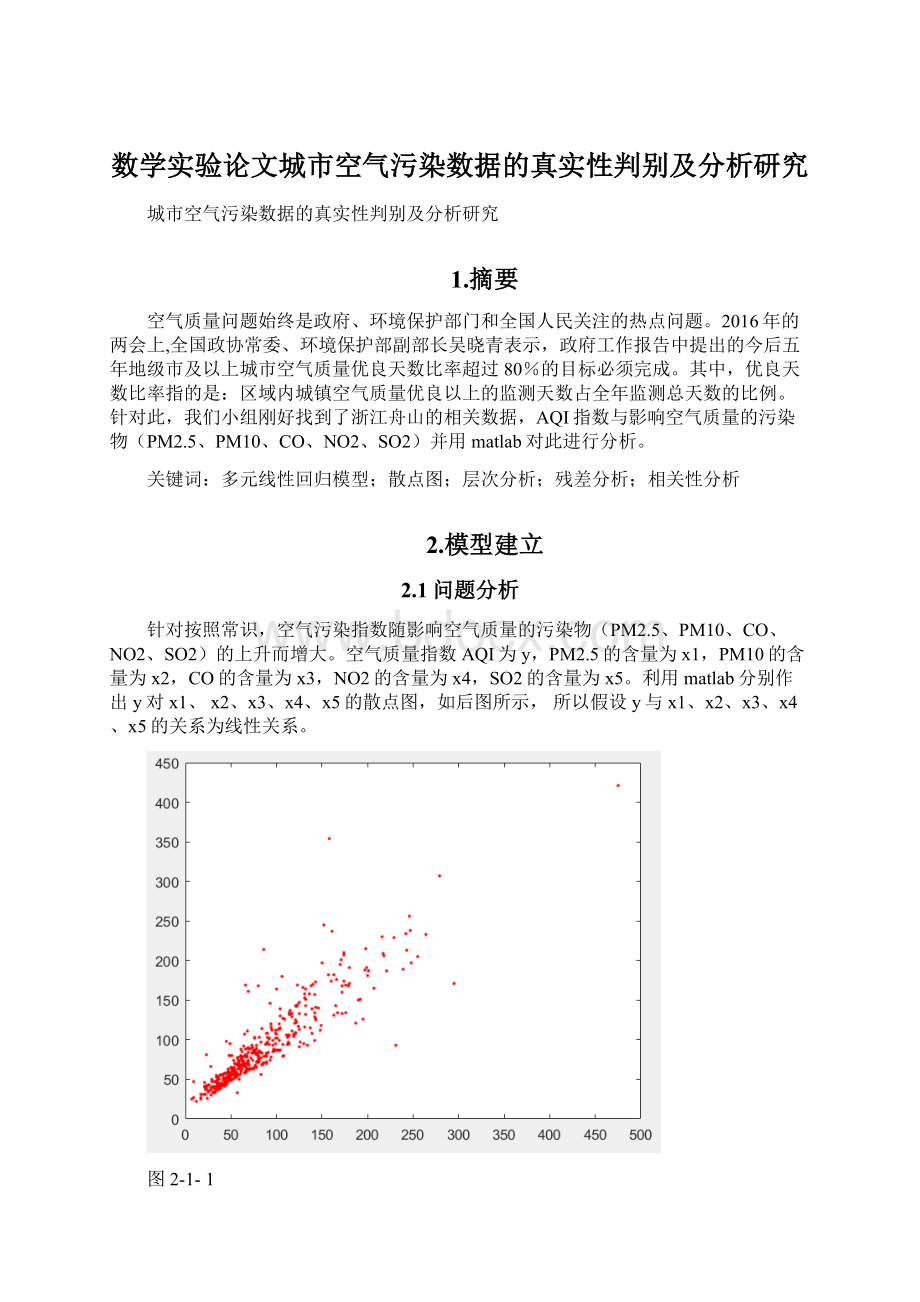 数学实验论文城市空气污染数据的真实性判别及分析研究Word文件下载.docx_第1页