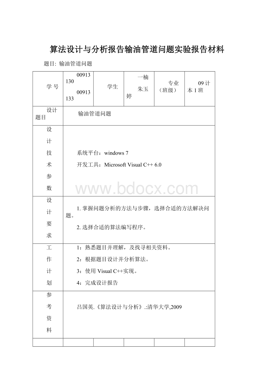 算法设计与分析报告输油管道问题实验报告材料.docx