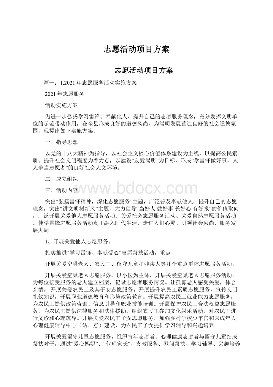 志愿活动项目方案文档格式.docx