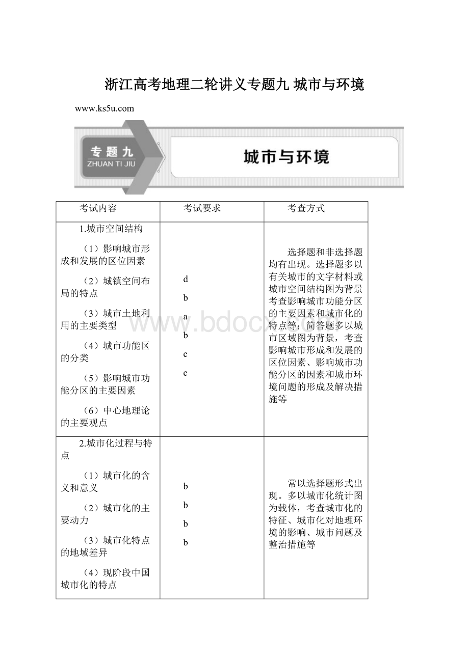 浙江高考地理二轮讲义专题九 城市与环境.docx_第1页