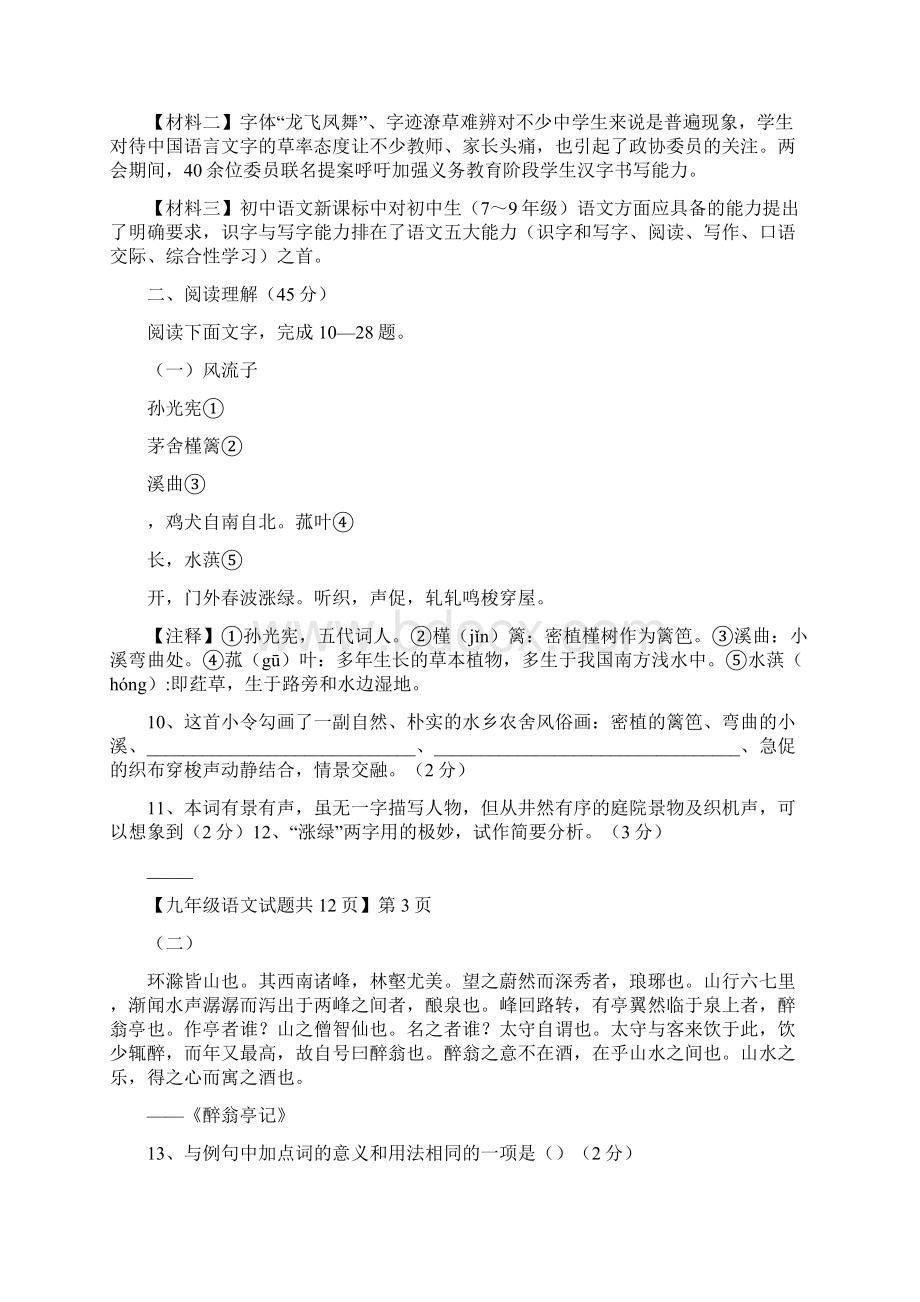 德州市九年级学业水平模拟检测语文试题及答案.docx_第3页